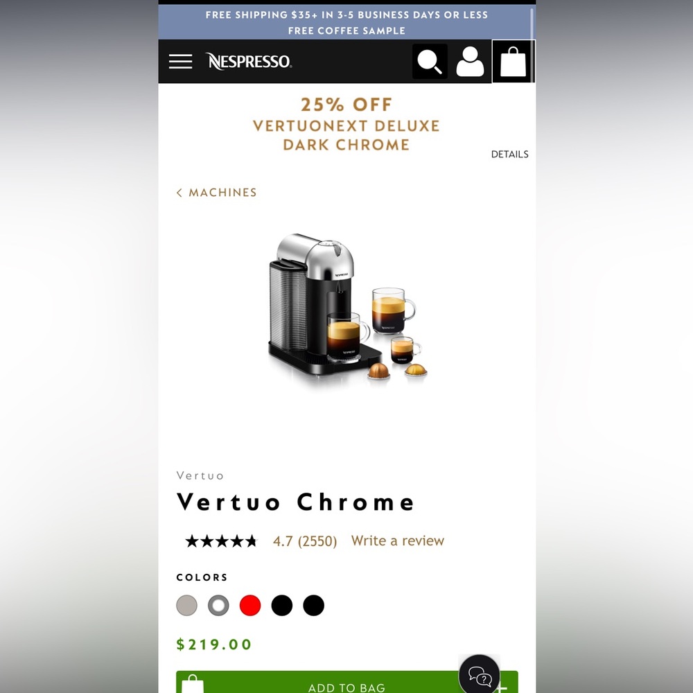 Nespresso vertuo bnv220 w stand